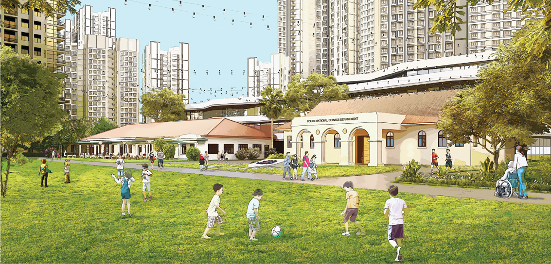 Artist’s impression of future public space at the former parade square of the Old Police Academy